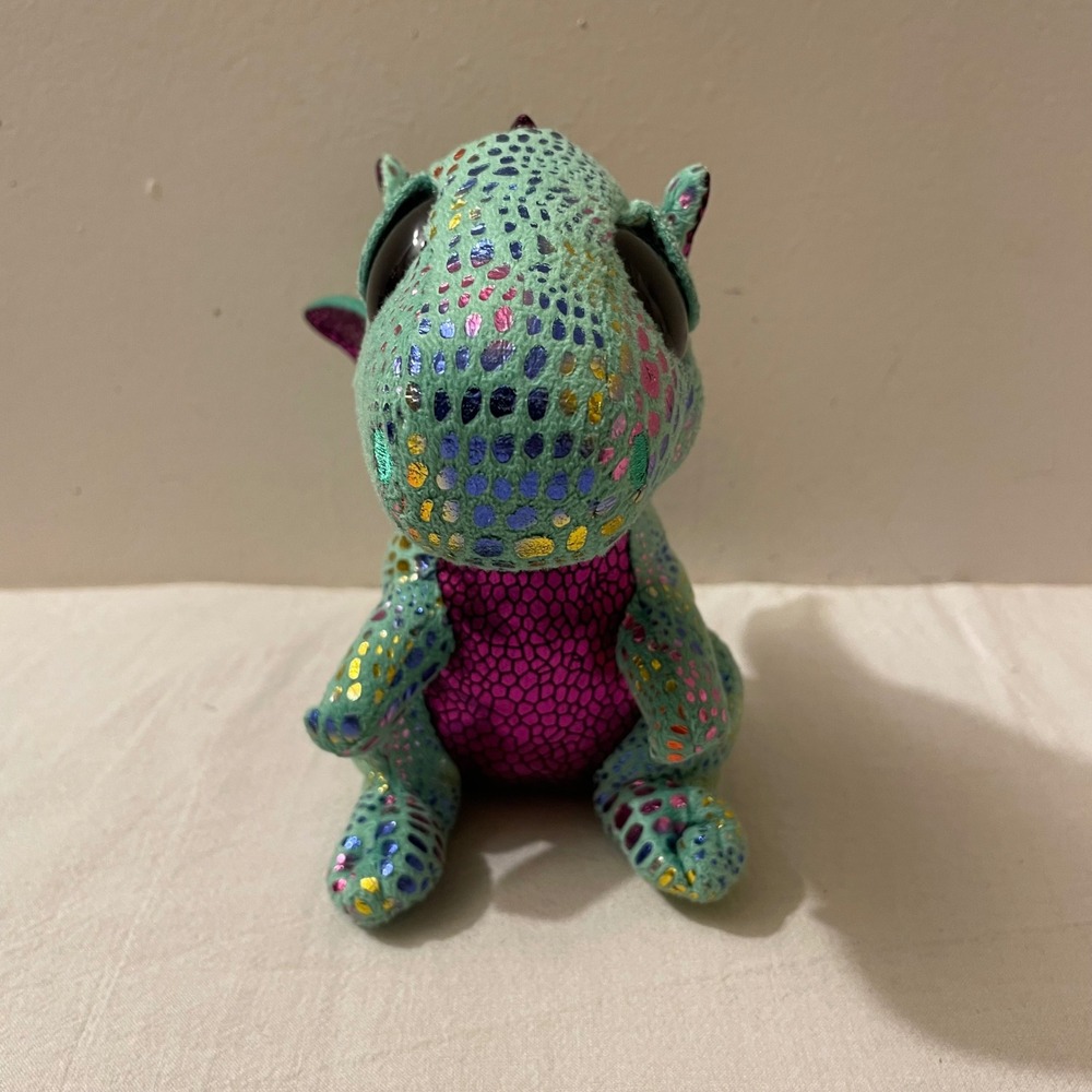 Ty Beanie Boos Cinder Dragon Plush Stuffed Animal Toy Green Purple Sparkle‎
